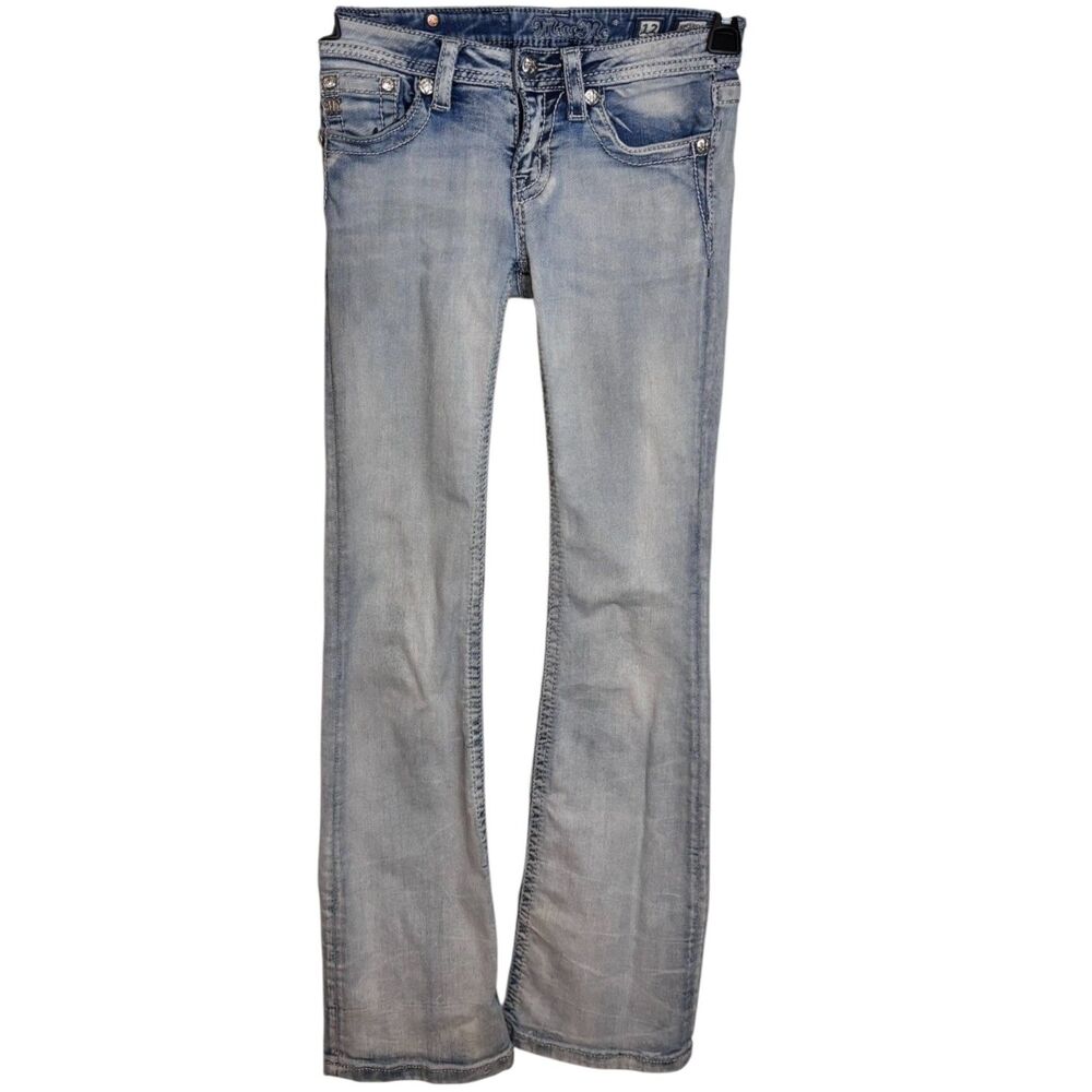 Miss Me Jeans Size 12 (Girls/Youth) Bootcut Rhinestone Embellished Pocket Y2K